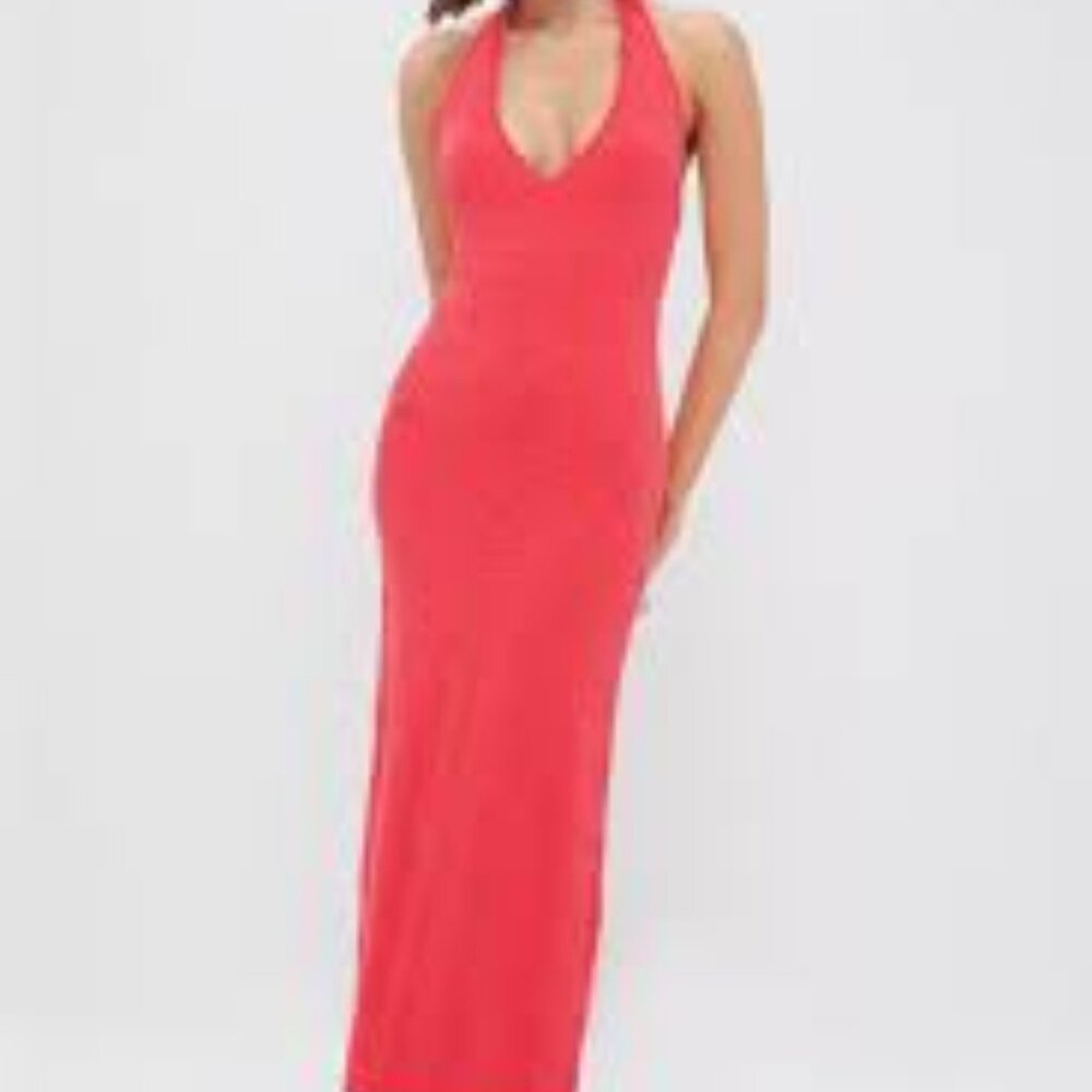 Hyacinth House  Watermelon Knit Hollis Halter Dress